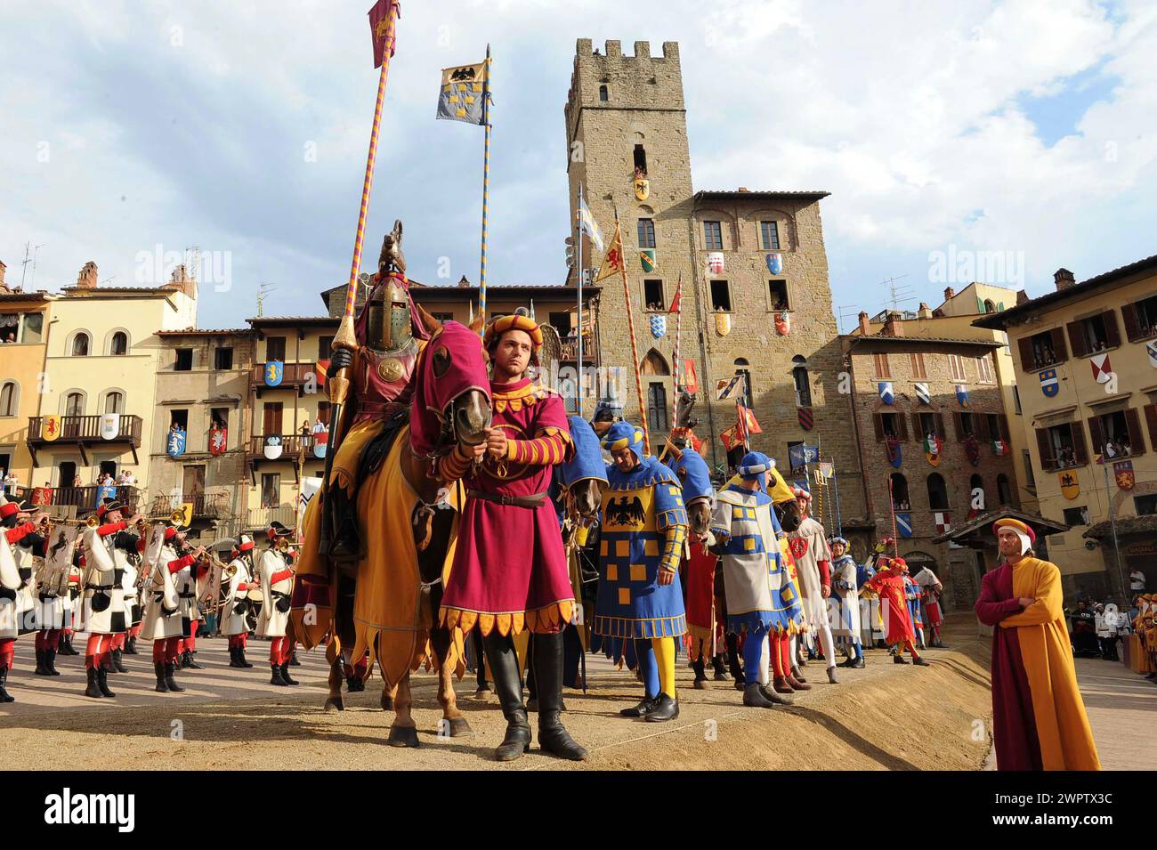 Giostra del saracino di Arezzo, rievocazione storica/giostra saracena di Arezzo, evocazione storica Foto Stock