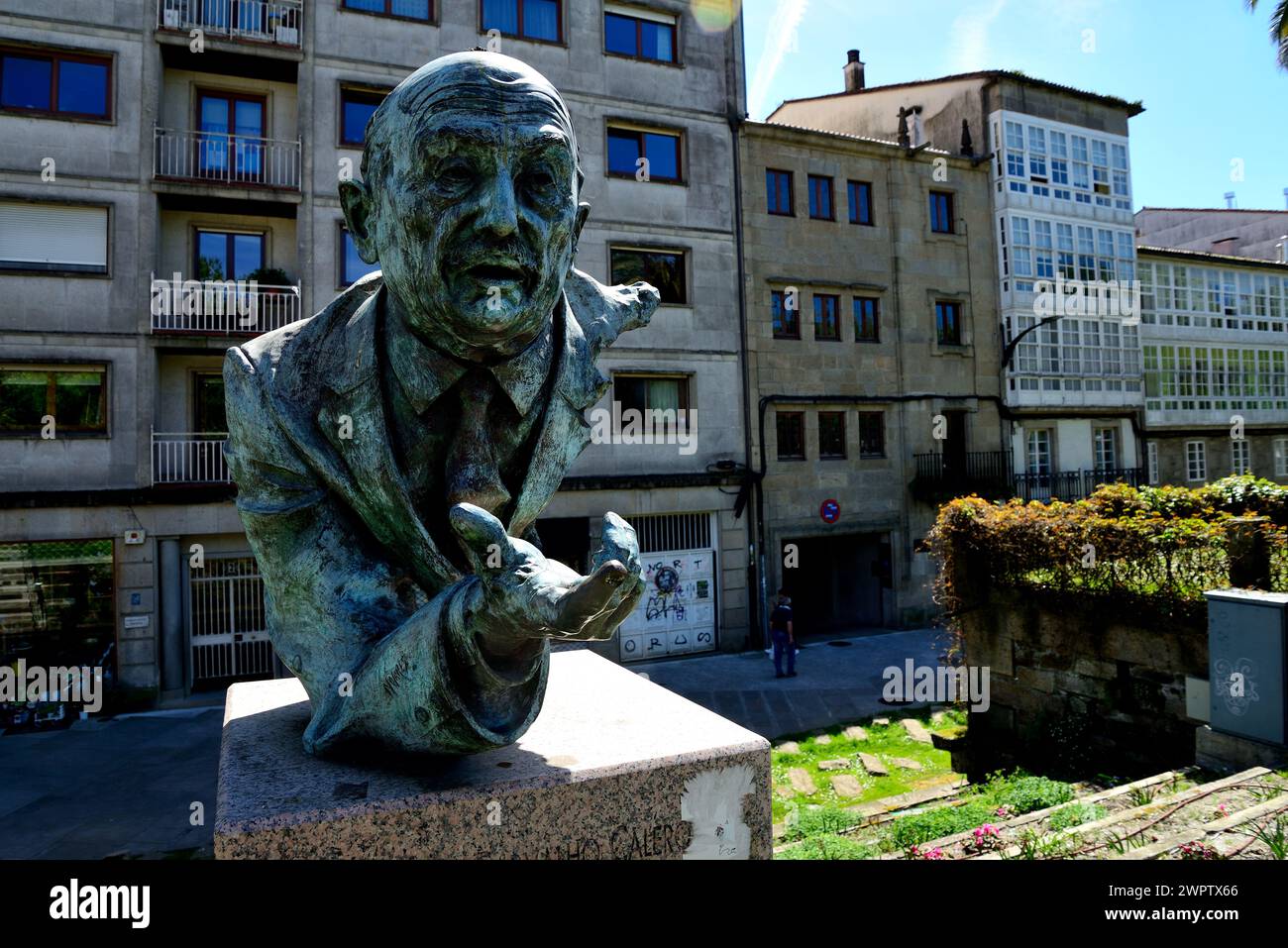 Ricardo Carvalho Calero scultura a Santiago de Compostela, A Coruña, Spagna Foto Stock