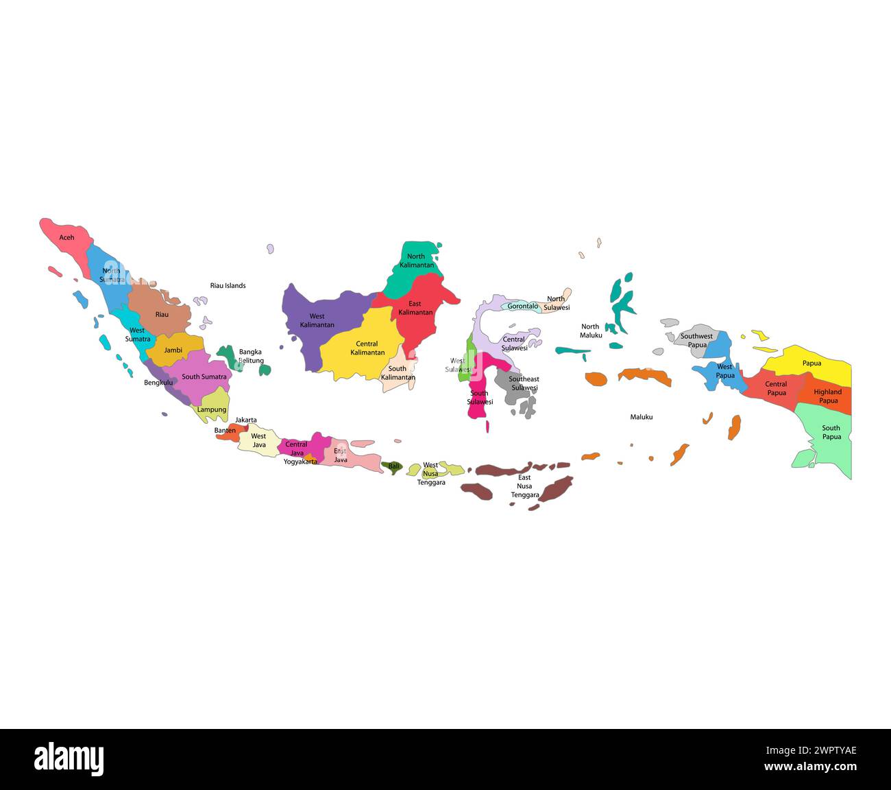 Indonesia forma della mappa dettagliata, simbolo icona del concetto grafico Web piatta illustrazione vettoriale . Illustrazione Vettoriale