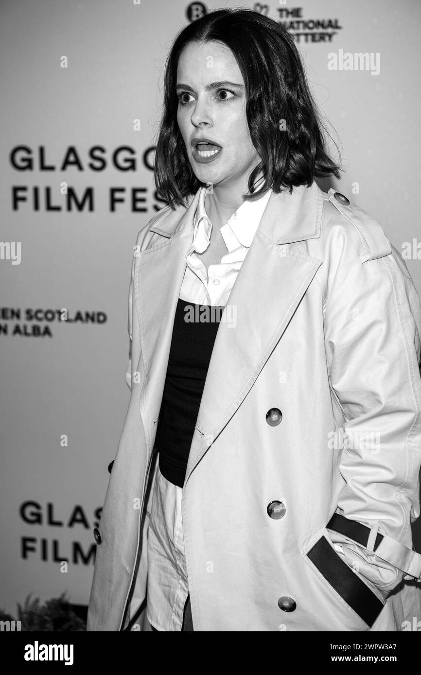 Glasgow, Scozia, Regno Unito. 9 marzo 2024. L'attrice, Emily Hampshire, sul tappeto rosso a una chiamata fotografica per la prima mondiale del film Mamma, al Glasgow Foto Stock