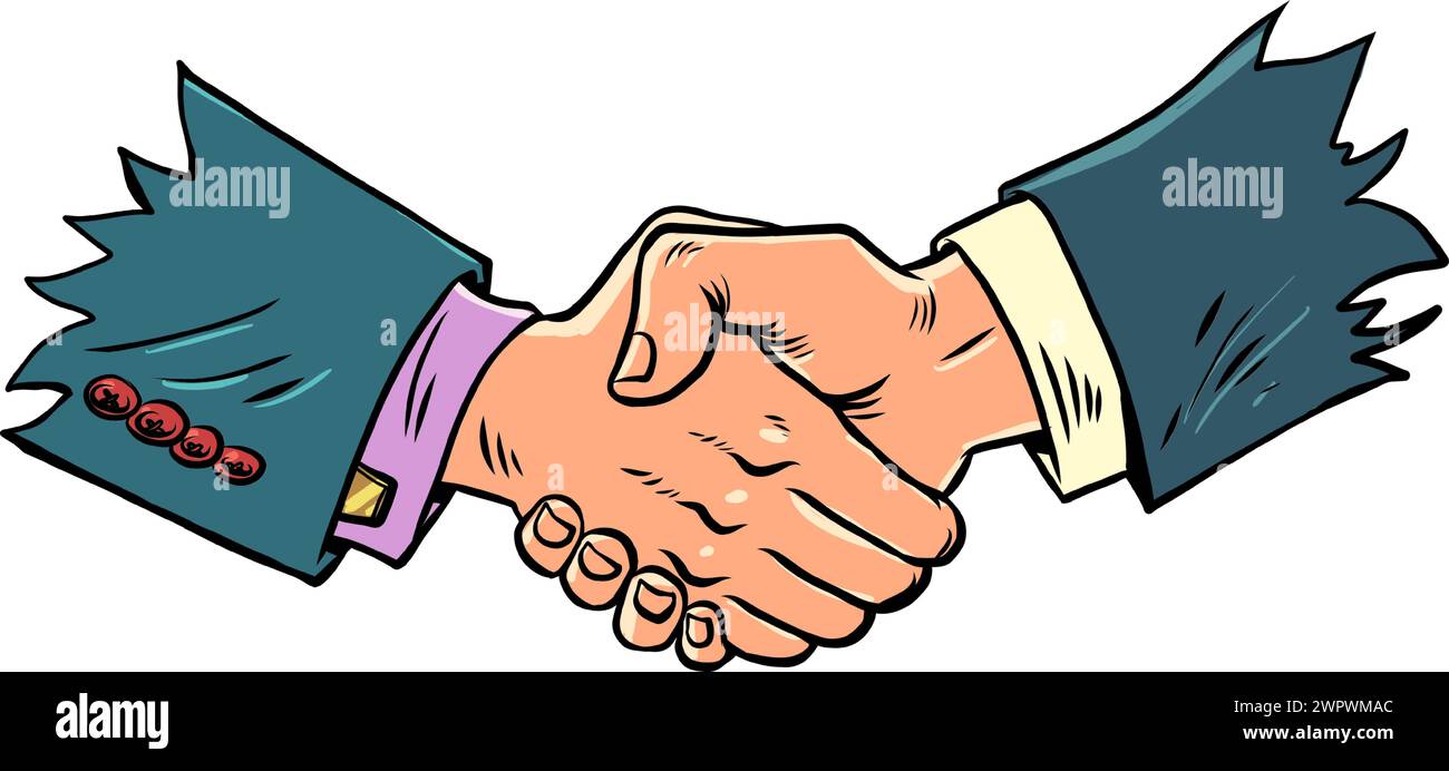Stretta di mano maschile a una riunione d'affari. Frode e risiede nei rapporti tra colleghi. Aspettative frustrate da entrambe le parti. Cartoo comico Illustrazione Vettoriale Stretta di mano maschile a una riunione d'affari. Frode e risiede nei rapporti tra colleghi. Aspettative frustrate da entrambe le parti. Cartoo comico Illustrazione Vettoriale