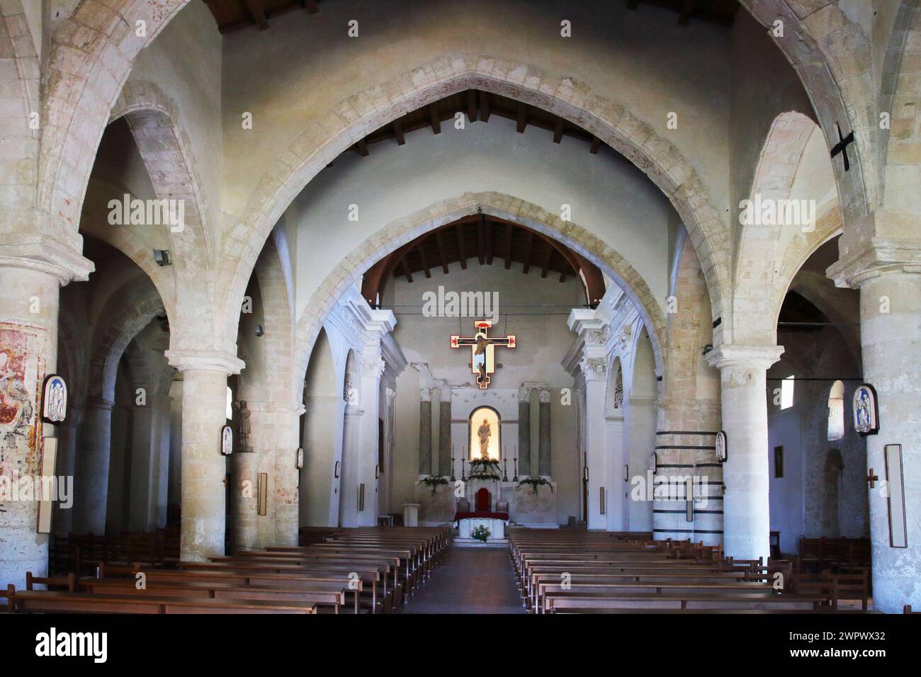 Vista sulla Cattedrale di Caltabellotta di Maria Santissima Assunta (Cattedrale di Triokala), Sicilia, Italia Foto Stock