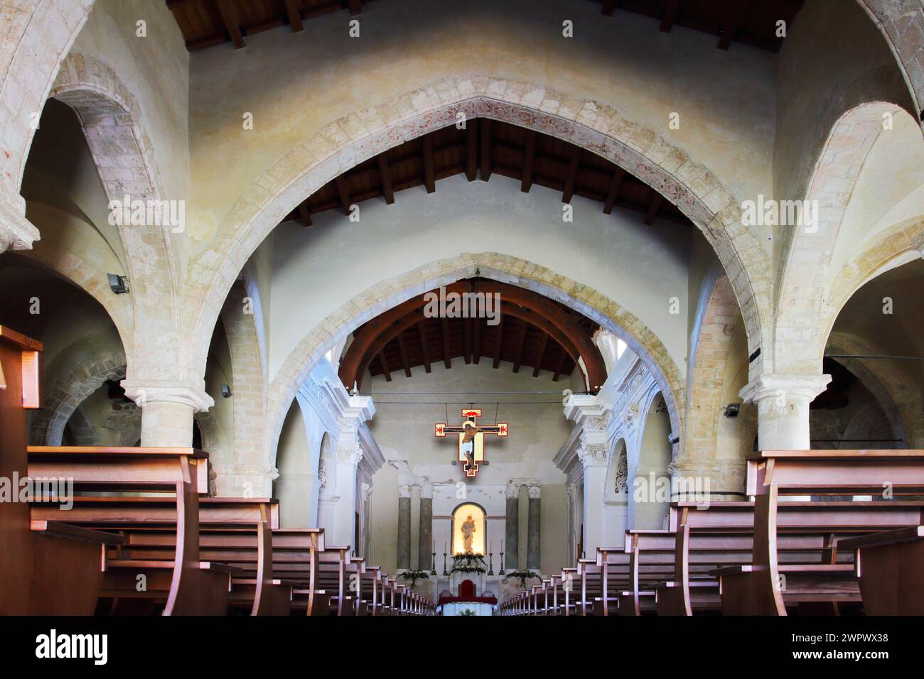 Vista sulla Cattedrale di Caltabellotta di Maria Santissima Assunta (Cattedrale di Triokala), Sicilia, Italia Foto Stock