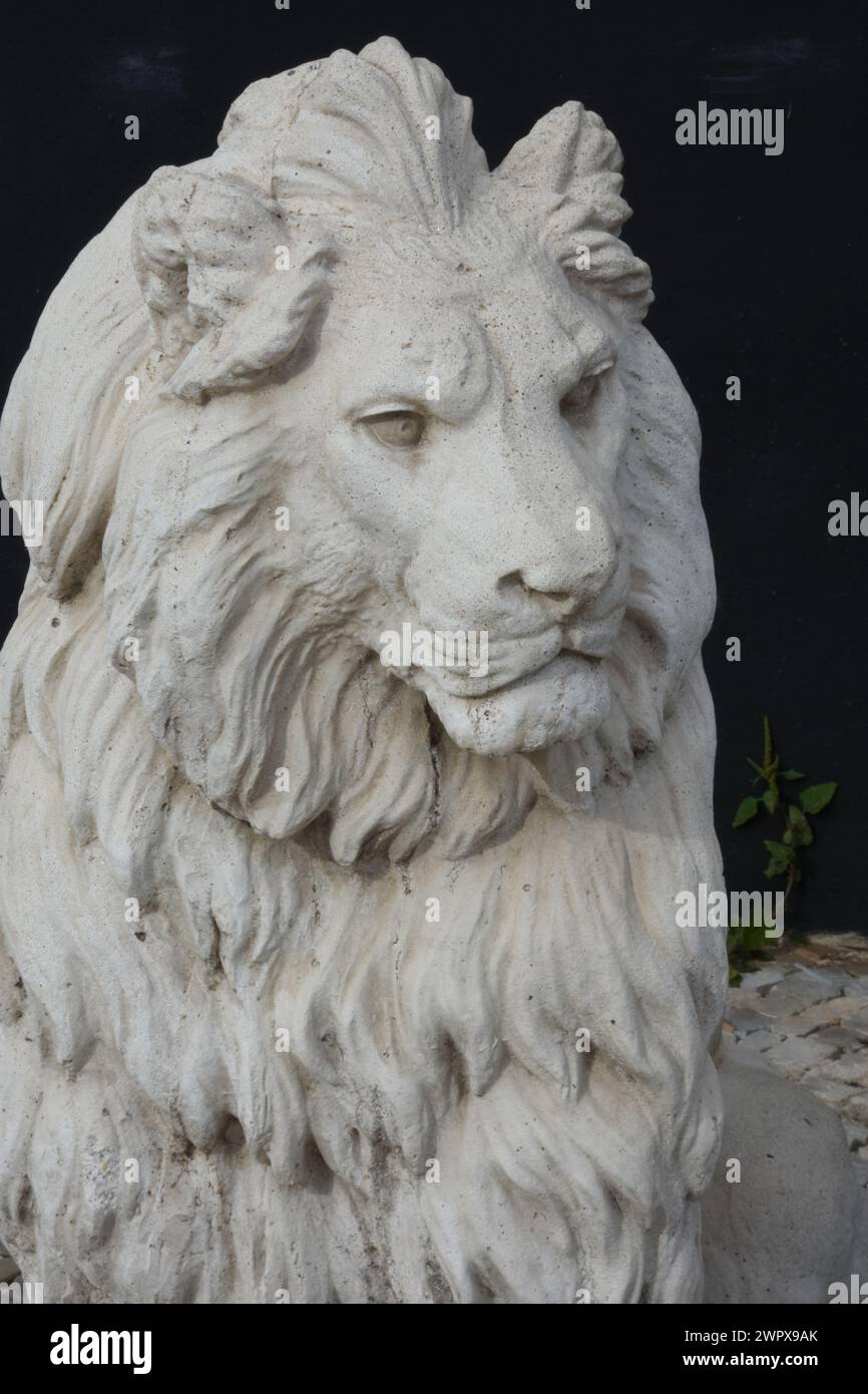 Sculpture d'un lion à Faro, Portogallo Foto Stock