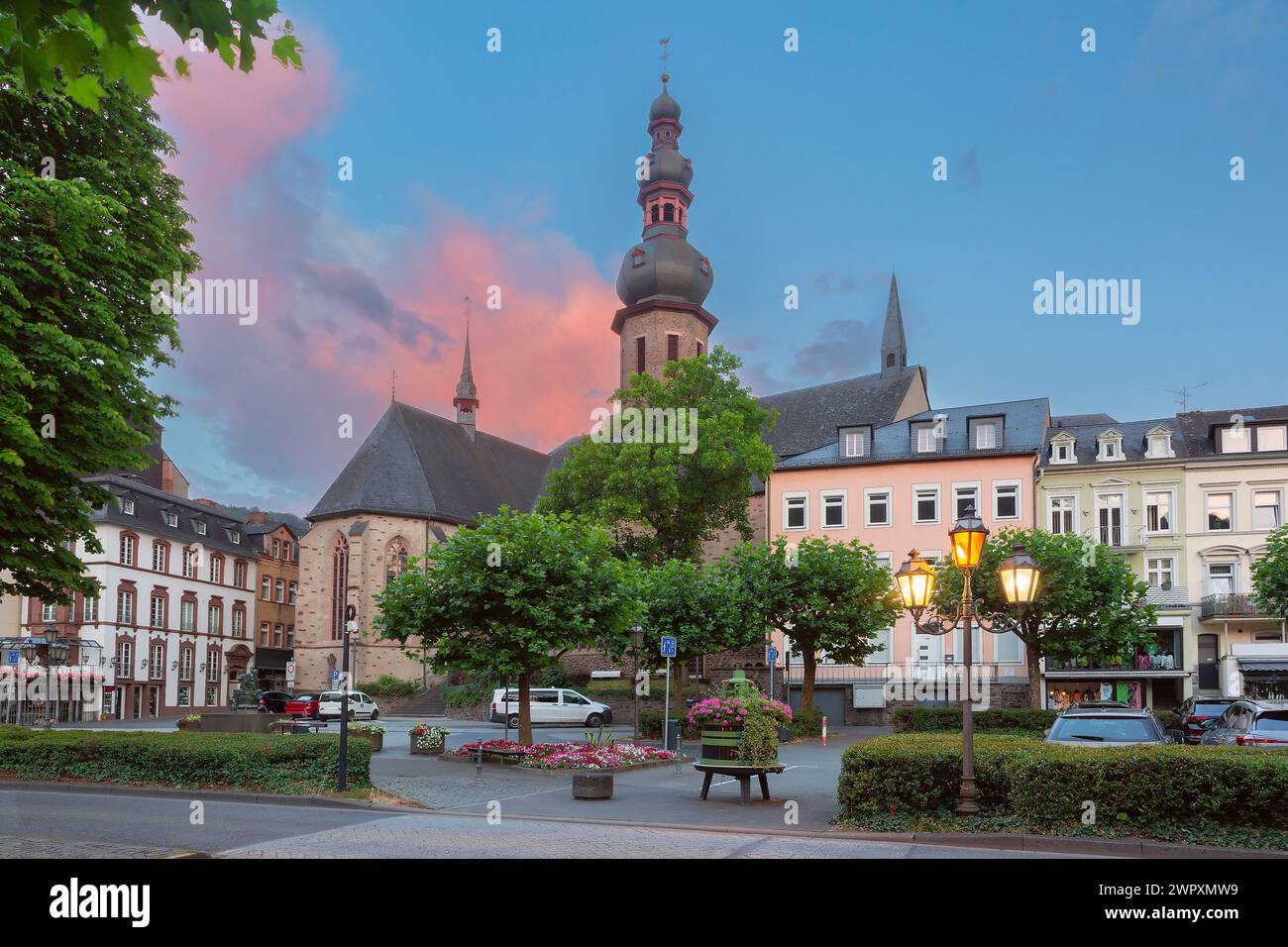 Chiesa di San Martino all'alba, Cochem, Germania Foto Stock