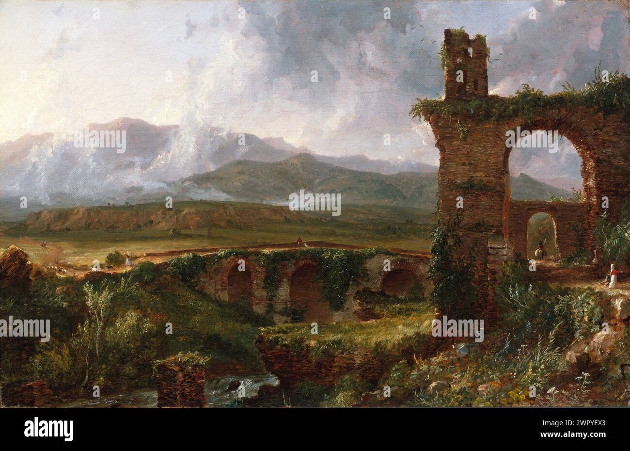 Dipinto ad olio dell'artista americano Thomas Cole, fondatore della Hudson River School of Art, A View vicino Tivoli (mattina) ca. 1832 Foto Stock