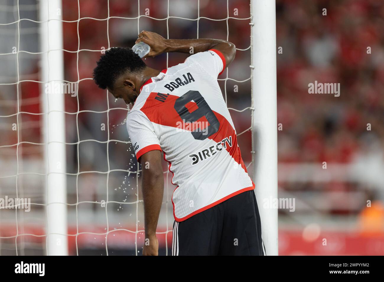 Avellaneda, Argentina. 9 marzo 2024. Miguel Borja del River Plate durante la partita della Copa de la Liga Profesional de Fútbol tra il Club Atlético Independiente e il Club Atlético River Plate allo stadio Libertadores de América. Crediti: Mateo occhi (Sporteo) / Alamy Live News Foto Stock