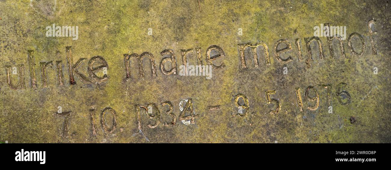 Berlin Tempelhof Grab Ulrike Marie Meinhof, Journalistin, Mitbegründerin der terroristischen RAF Rote Armee Fraktion - 10.03.2024 Meinhof *** Berlin Tempelhof grave Ulrike Marie Meinhof, giornalista, cofondatore della RAF Red Army Faction 10 03 2024 Meinhof Foto Stock
