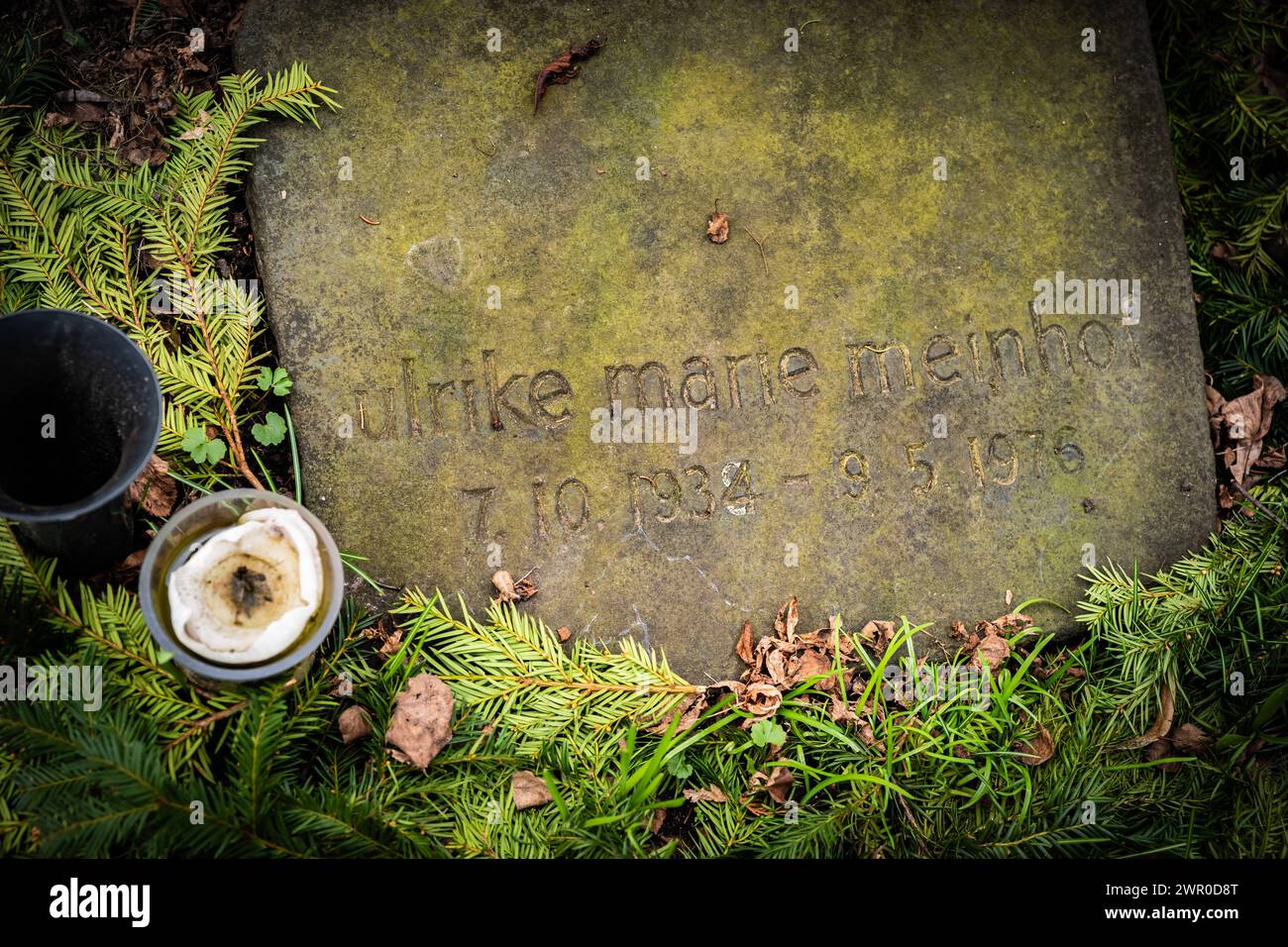Berlin Tempelhof Grab Ulrike Marie Meinhof, Journalistin, Mitbegründerin der terroristischen RAF Rote Armee Fraktion - 10.03.2024 Meinhof *** Berlin Tempelhof grave Ulrike Marie Meinhof, giornalista, cofondatore della RAF Red Army Faction 10 03 2024 Meinhof Foto Stock