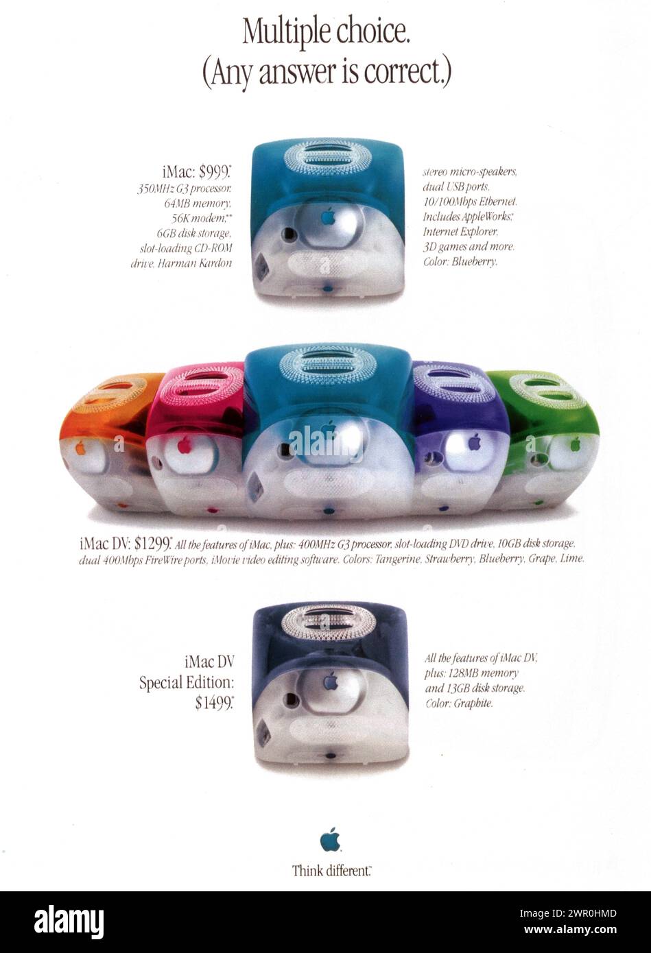 1999 annuncio iMac Apple Foto Stock