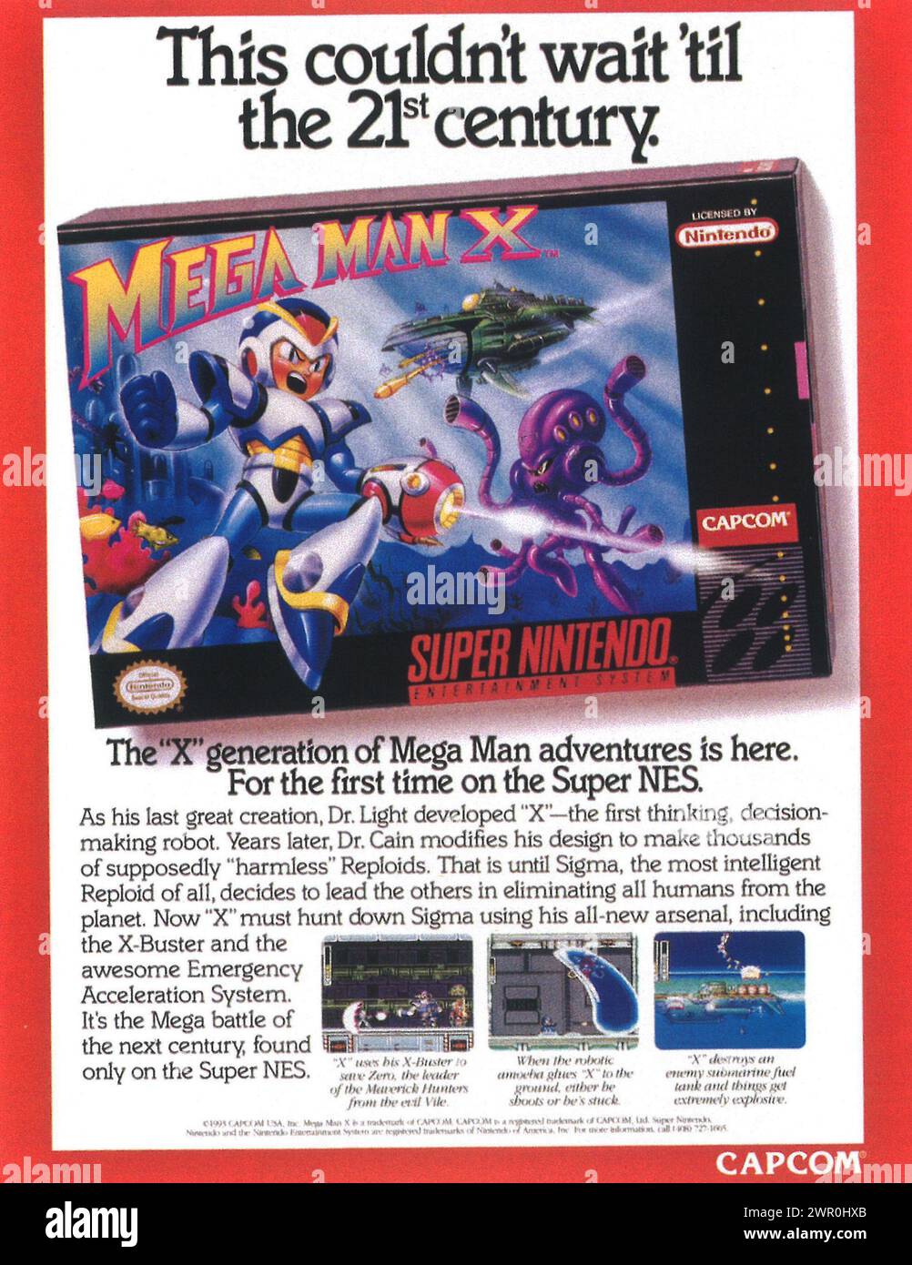 1993 annuncio per videogiochi Mega Man X. Foto Stock