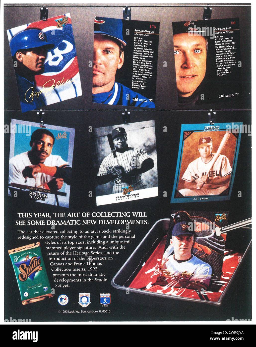 1993 Leaf - annuncio di carte collezionabili sportive da collezionare Foto Stock