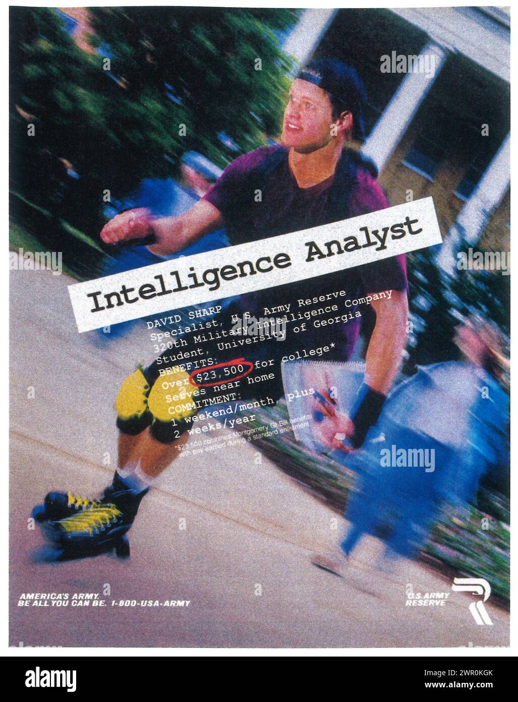 1995 US Army Reserve ad. Analista di intelligence Foto Stock