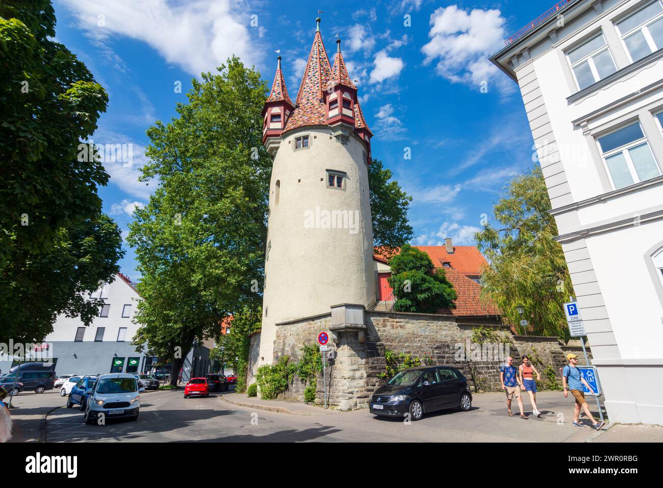 Lindau (Bodensee): Diebsturm (Torre dei ladri) a Schwaben, Bayern, Baviera, Germania Foto Stock