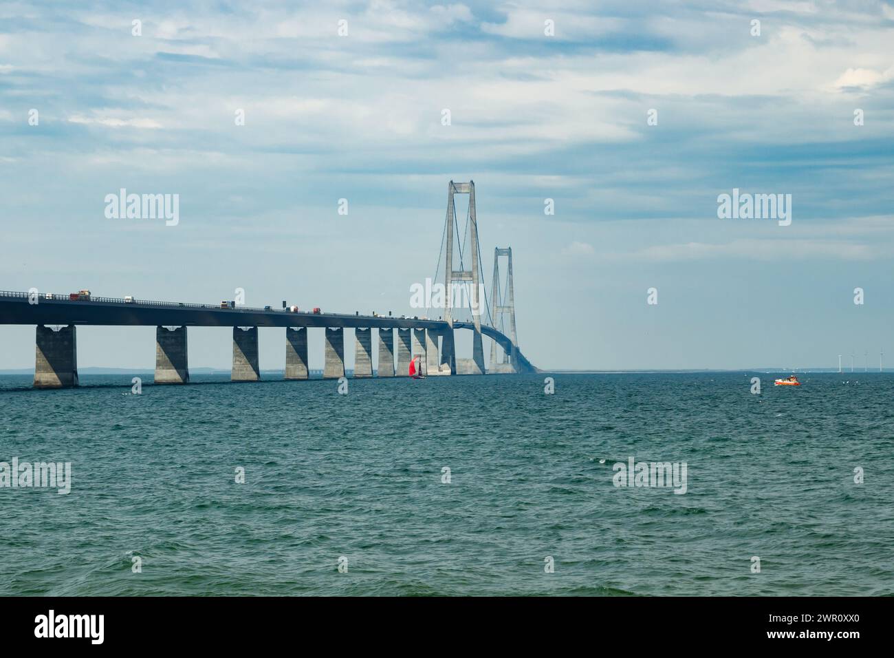 Il grande belt ponte Storebelt in Danimarca, che collegano la Zelanda con Funen. Foto Stock