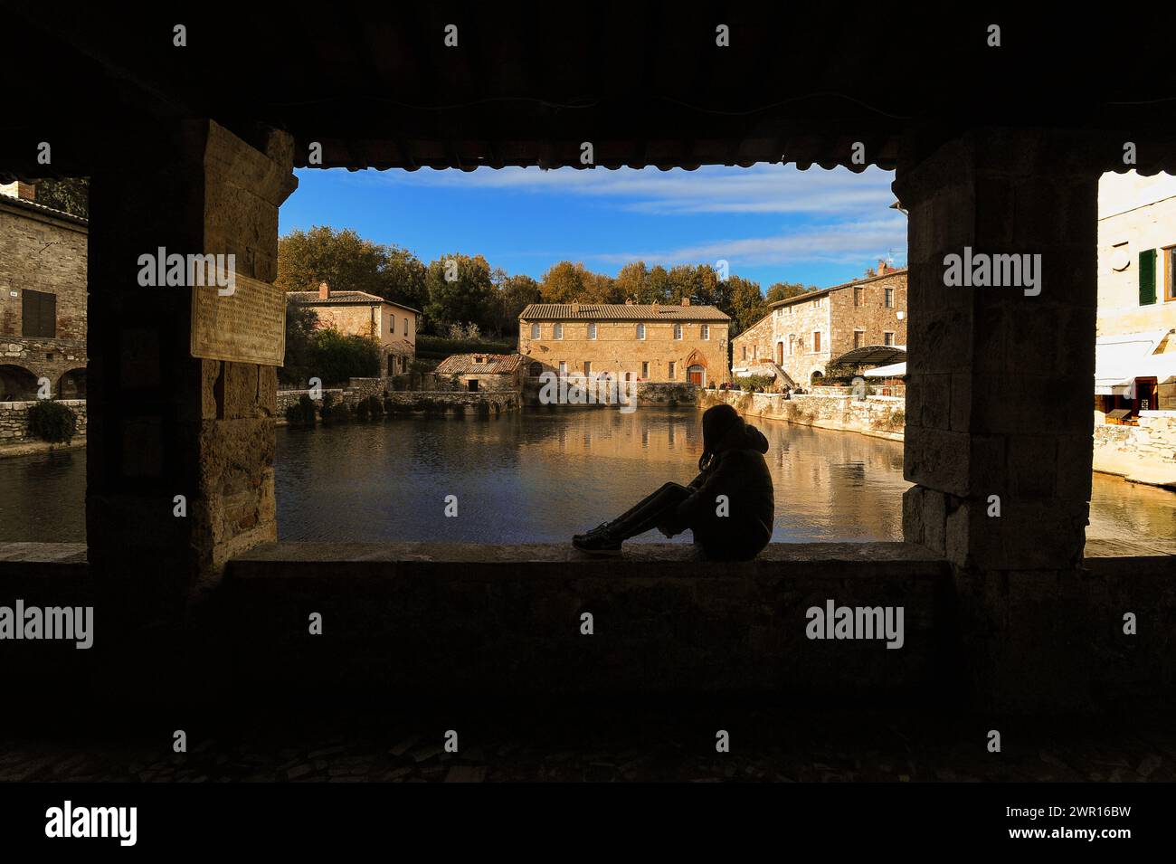 San Quirico d'Orcia in provincia di Siena in Toscana dove si percorre la via Francigena nel cuore della Val d'Orcia Foto Stock