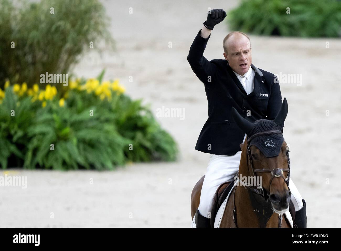 DEN BOSCH - Willem Greve (NED) sulla Highway TN NOP vince il Rolex Grand Prix, Jumping International con salto, ai Masters olandesi nel Brabanthallen. LEVIGATRICE ANP KONING Foto Stock