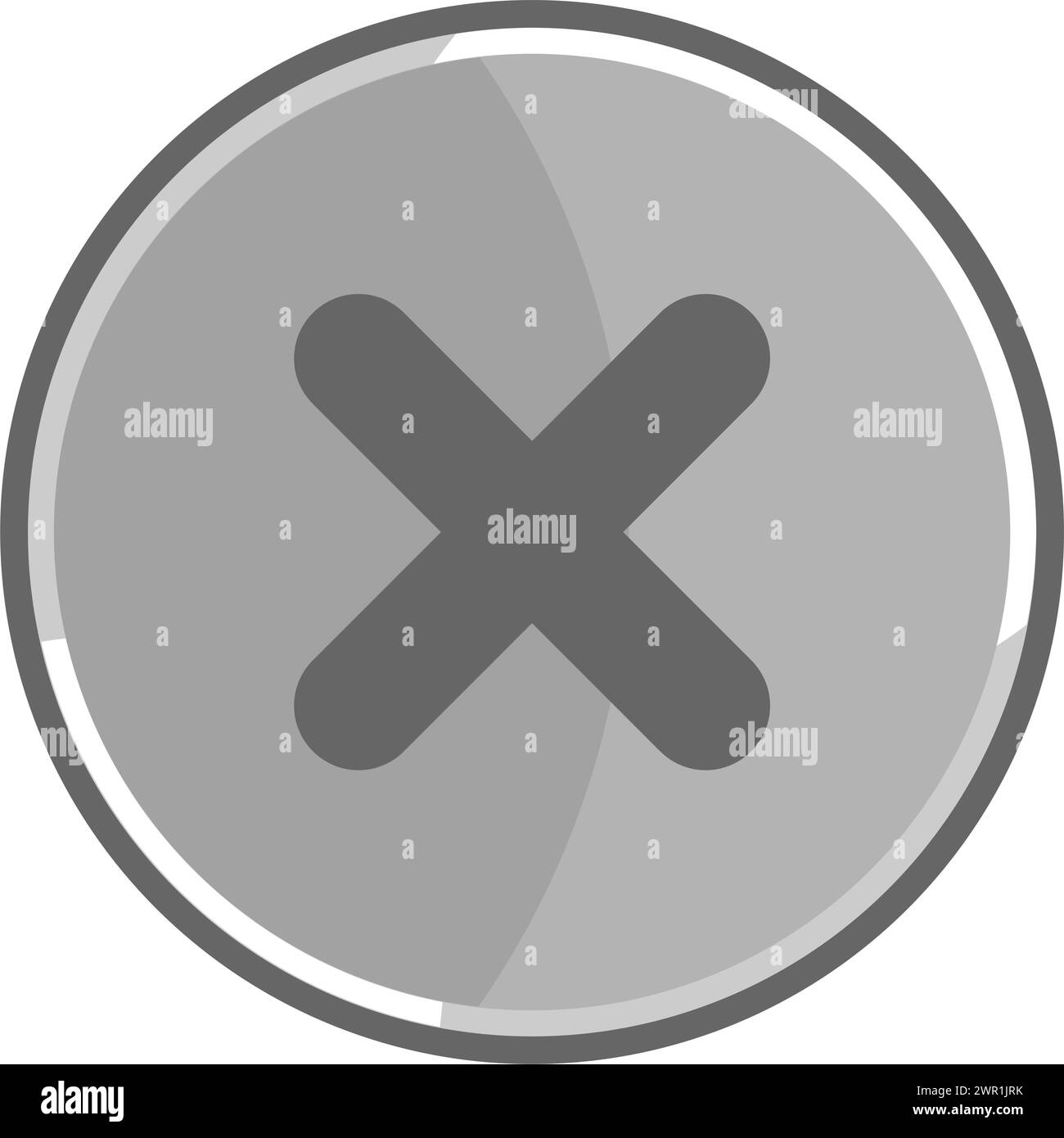 Icona di errore metallico. Icona di annullamento grigia. Illustrazione Vettoriale