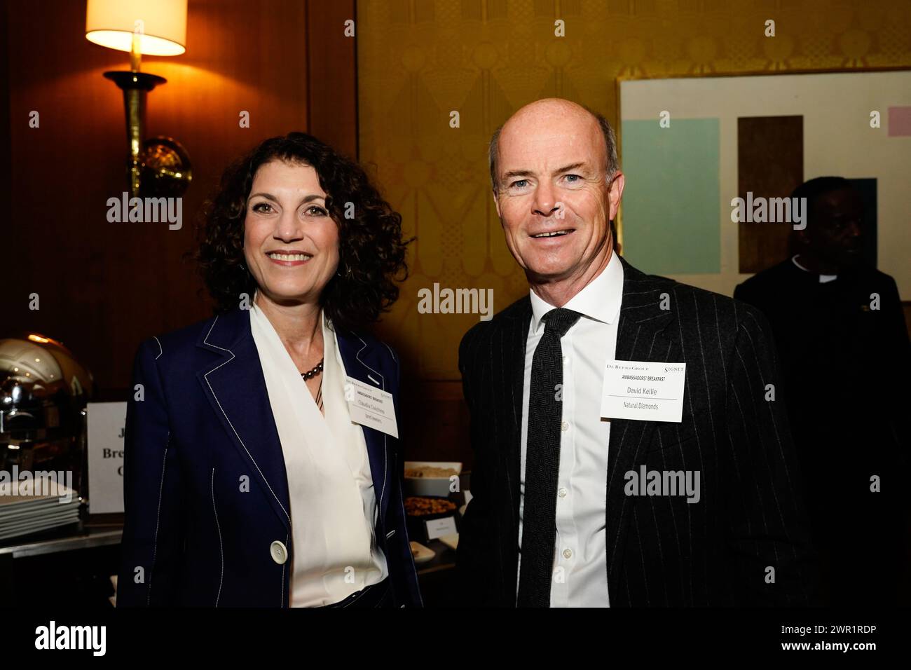 New York, New York USA 03/08/2024 Claudia Civichino, Jared Jewelers, David Kellie, Natural Diamonds durante la colazione degli ambasciatori del gruppo De Beers l'8 marzo 2024 presso il Sofitel Hotel di New York, NY. Foto di Jennifer Graylock-Graylock.com Foto Stock