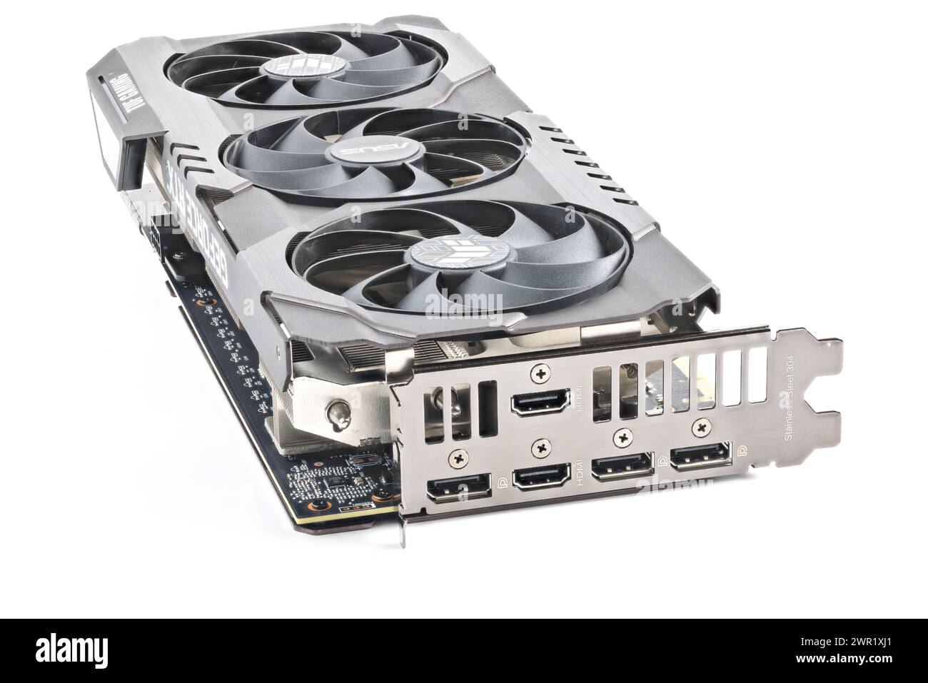 Scheda grafica NVIDIA RTX 3060 OC 12g TUF Gaming su sfondo bianco Foto Stock