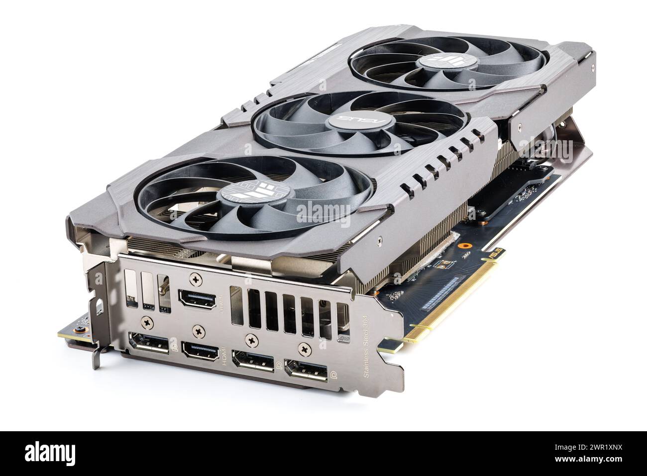 Scheda grafica NVIDIA RTX 3060 OC 12g TUF Gaming su sfondo bianco Foto Stock
