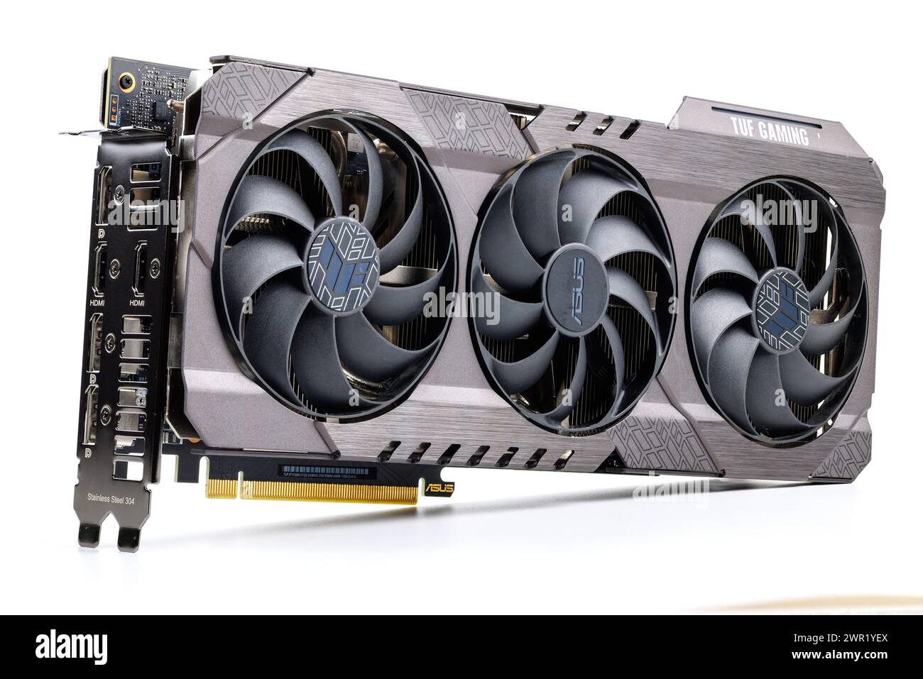 Scheda grafica NVIDIA RTX 3060 OC 12g TUF Gaming su sfondo bianco Foto Stock