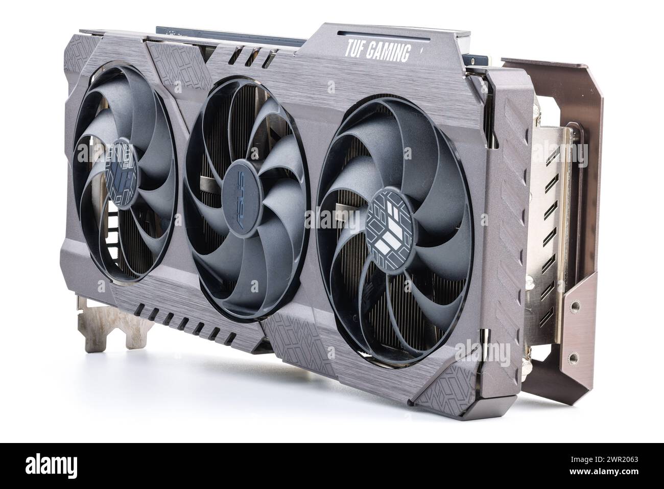Scheda grafica NVIDIA RTX 3060 OC 12g TUF Gaming su sfondo bianco Foto Stock