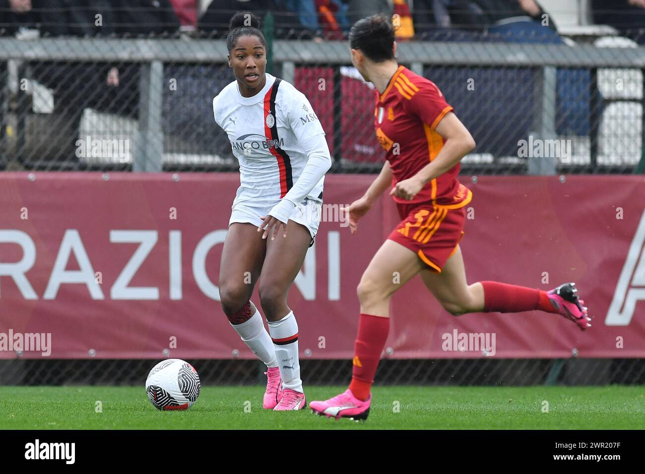 Roma, Lazio. 10 marzo 2024. Chante Dompig di Milano durante la partita di serie A femminile 2023-2024 tra Roma Women e Milan Women allo stadio tre Fontane di Roma, Italia, 10 marzo 2024. Crediti: massimo insabato/Alamy Live News Foto Stock