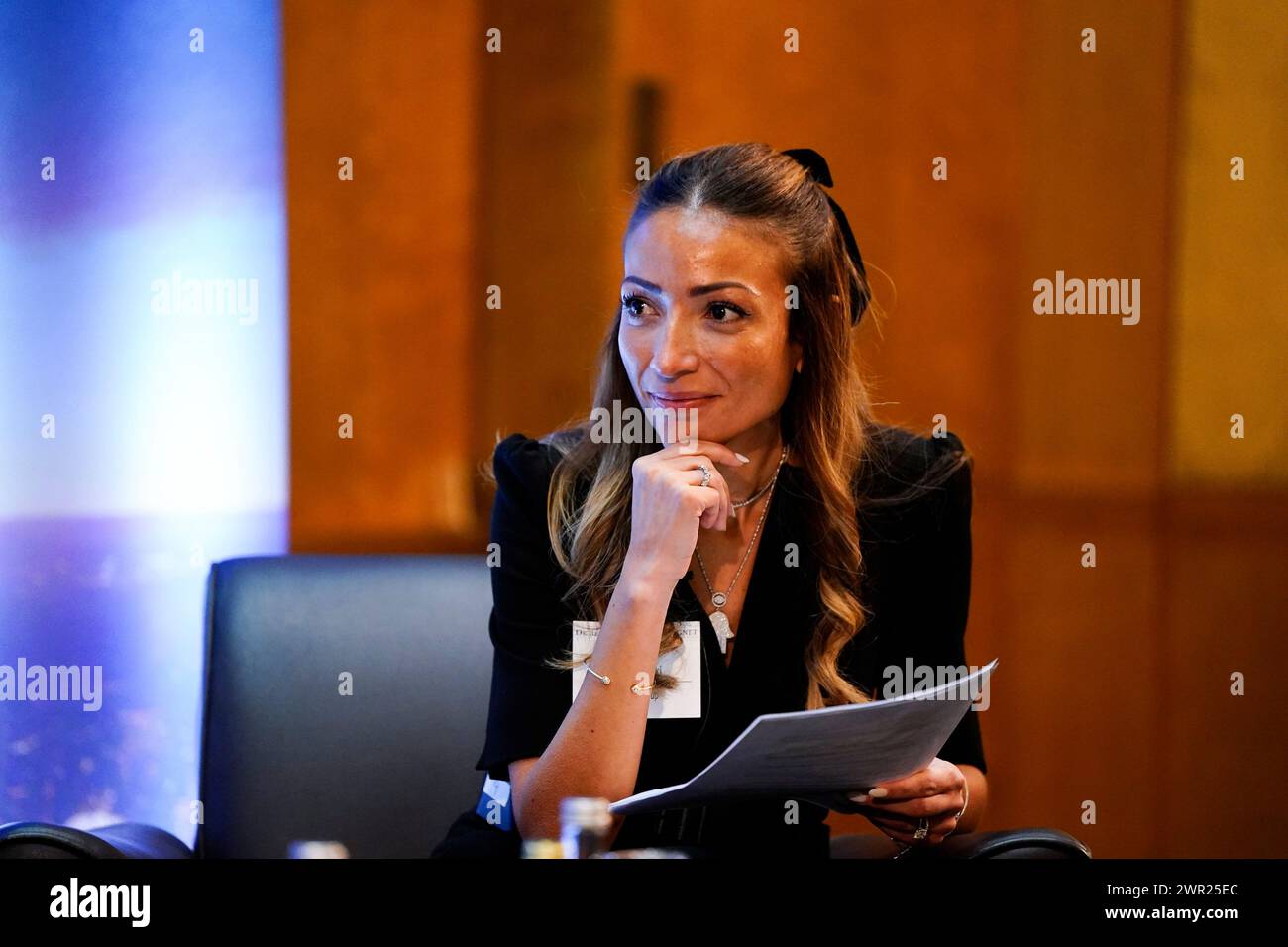 New York, New York USA 03/08/2024 Feriel Zerouki durante la colazione degli ambasciatori del gruppo De Beers l'8 marzo 2024 presso il Sofitel Hotel di New York, NY. Foto di Jennifer Graylock-Graylock.com Foto Stock