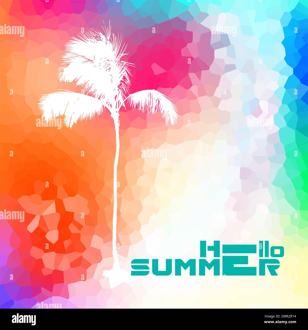 Sfondo astratto palme. Poster del campo estivo di Buongiorno. disegno a mano. Non IA. Illustrazione vettoriale Illustrazione Vettoriale