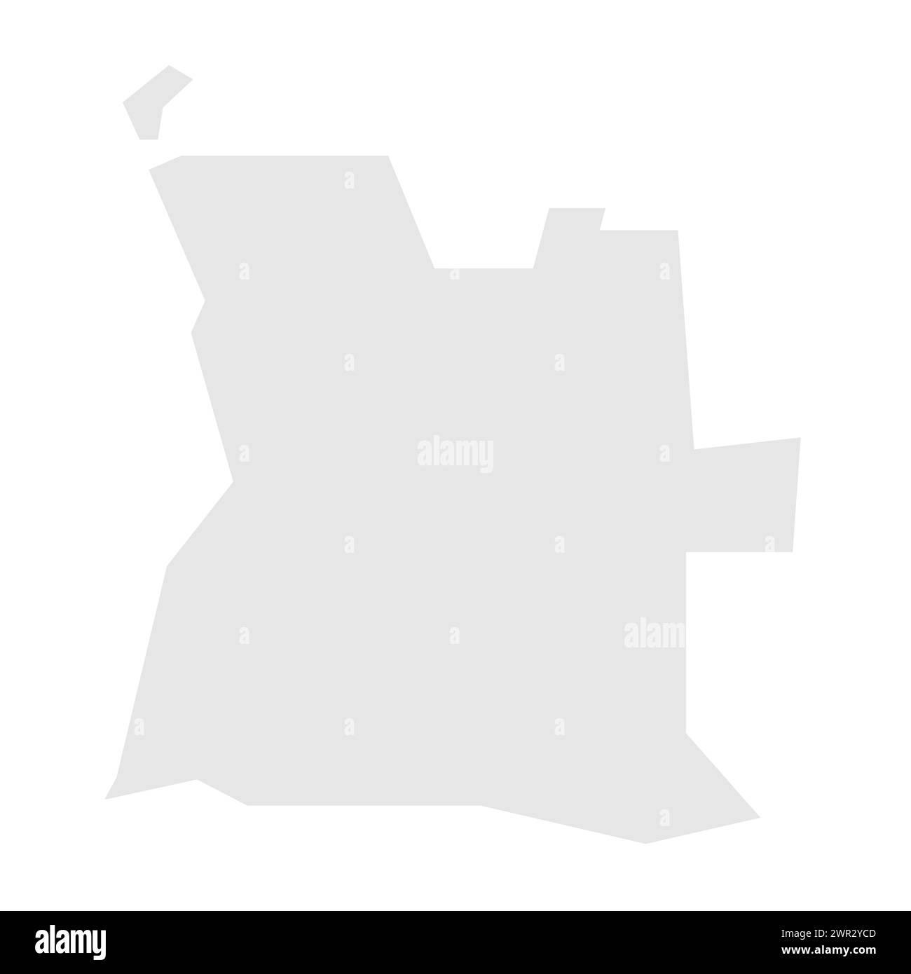 Mappa semplificata del paese dell'Angola. Silhouette in grigio chiaro con angoli vivi isolati su sfondo bianco. Semplice icona vettoriale Illustrazione Vettoriale
