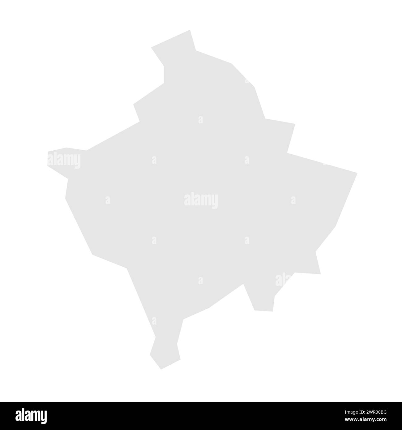 Mappa semplificata del paese del Kosovo. Silhouette in grigio chiaro con angoli vivi isolati su sfondo bianco. Semplice icona vettoriale Illustrazione Vettoriale