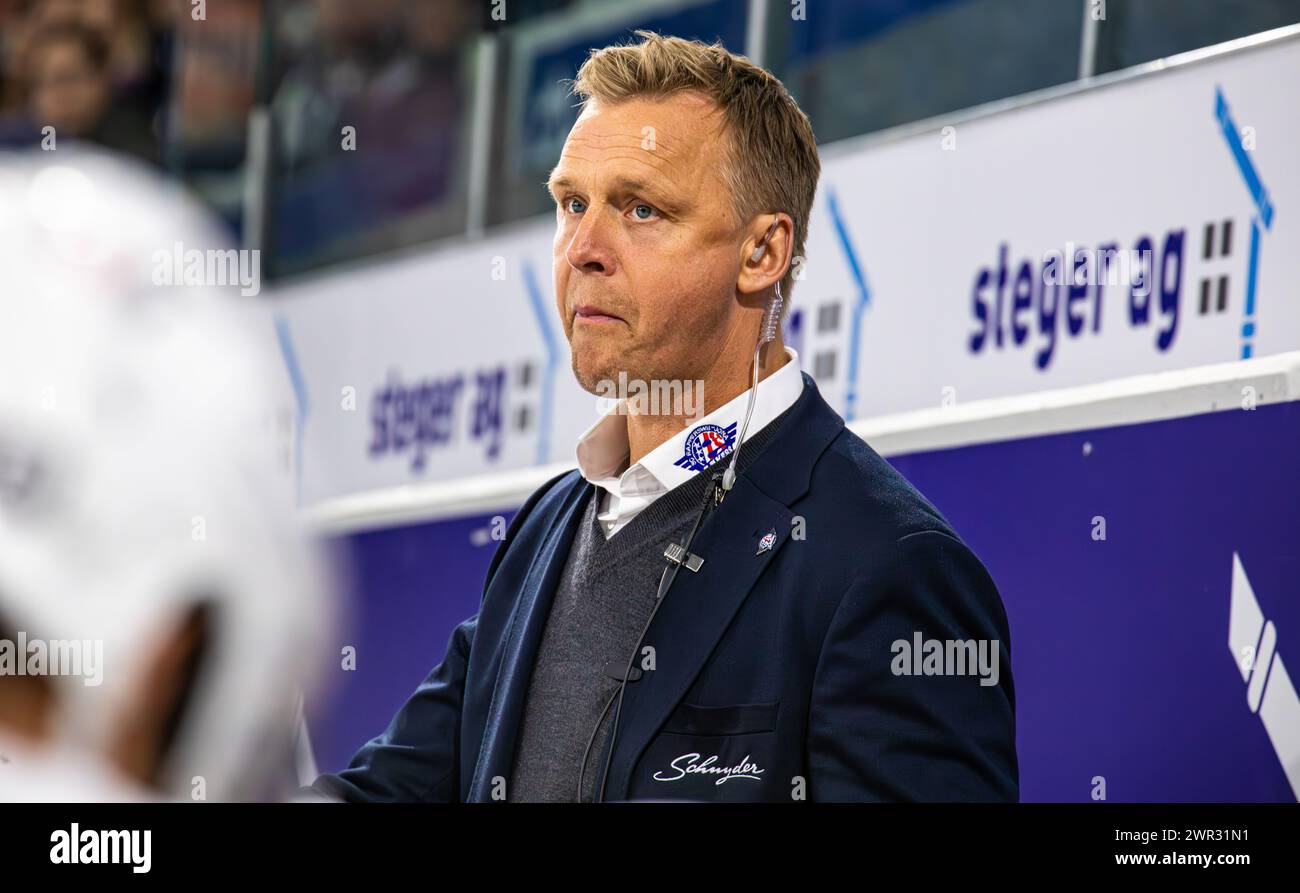 Bert Robertsson, Assistenztrainer SC Rapperswil-Jona Lakers. (Kloten, Schweiz, 28.10.2023) Foto Stock