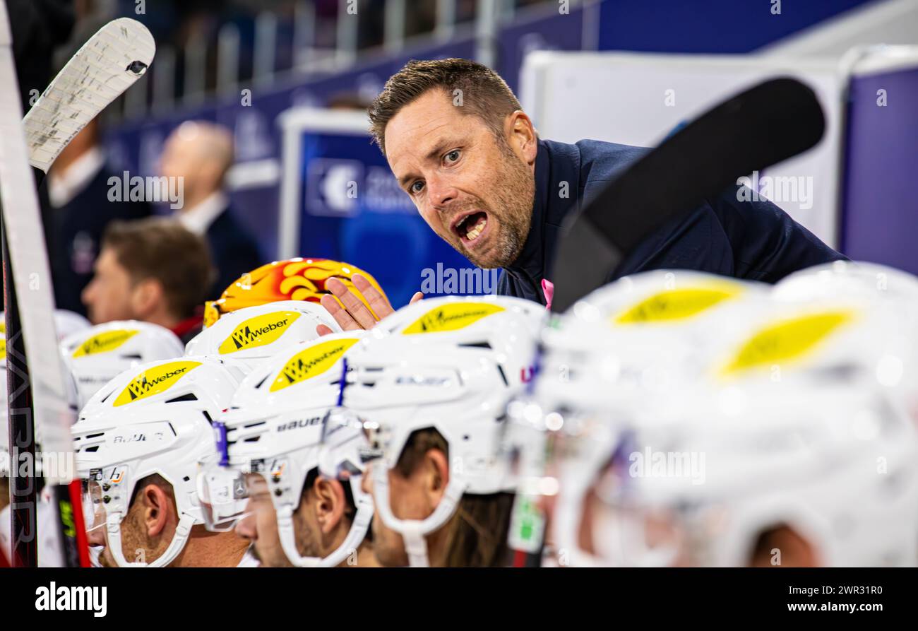 Stefan Hedlund, allenatore dei Rapperswil-Jona Lakers. (Kloten, Schweiz, 28.10.2023) Foto Stock