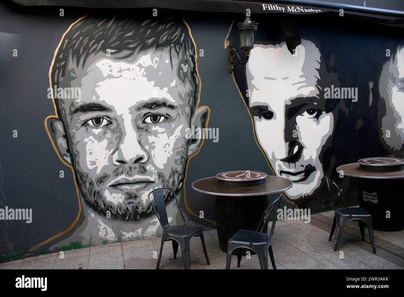 Graffity: Nordirische Helden: Liam Neeson u.a., Belfast, Nordirland/ Irlanda del Nord (nur fuer redaktionelle Verwendung. Keine Werbung. Referenzdate Foto Stock