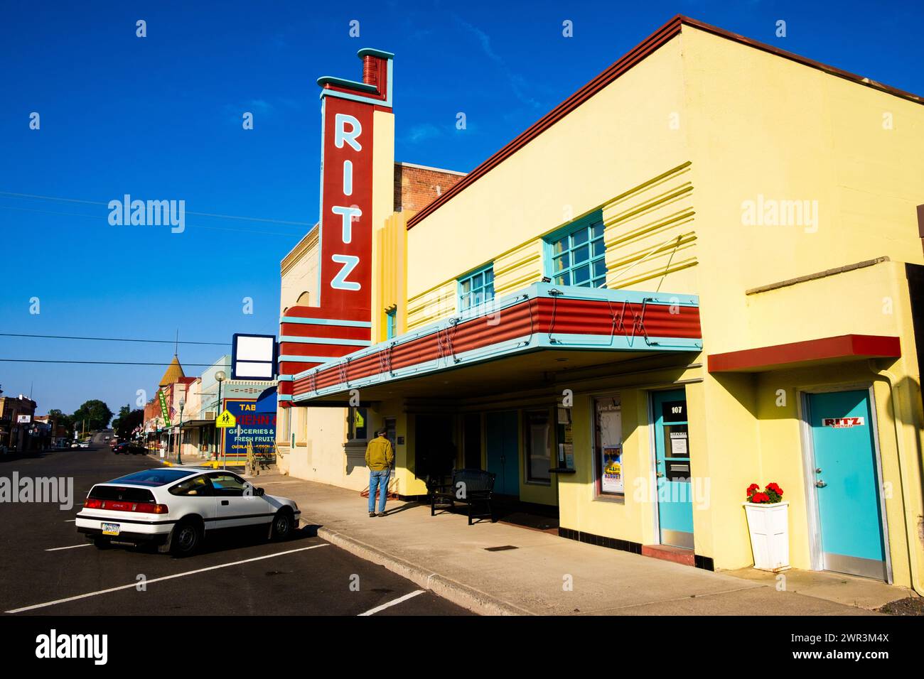 Ritz Theater e scene di strada a Ritzville nella parte orientale dello stato di Washington, Stati Uniti, Stati Uniti occidentali. Foto Stock