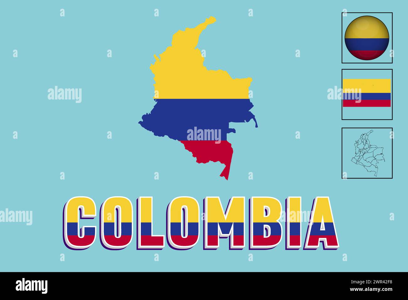 Bandiera e mappa della Colombia nell'illustrazione vettoriale Illustrazione Vettoriale
