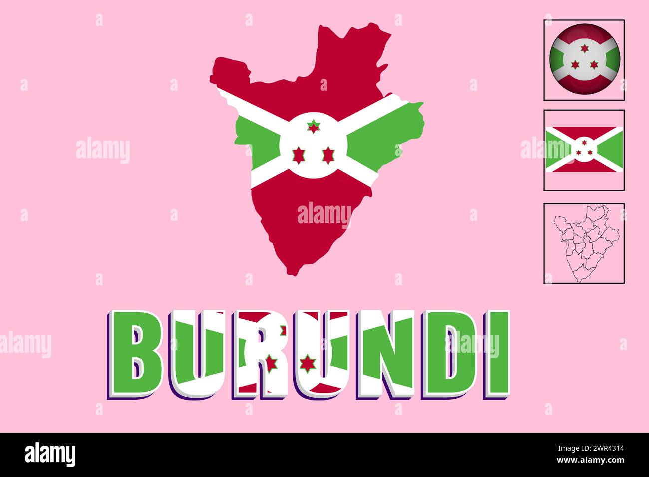 Flag e mappa Burundi nell'illustrazione vettoriale Illustrazione Vettoriale