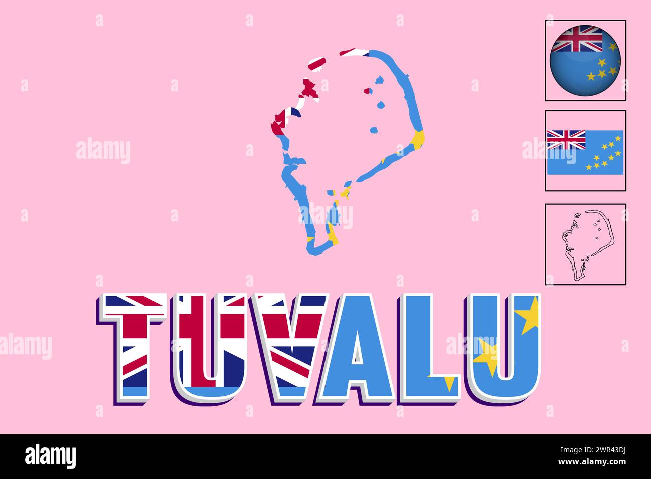 Flag Tuvalu e mappa nell'illustrazione vettoriale Illustrazione Vettoriale