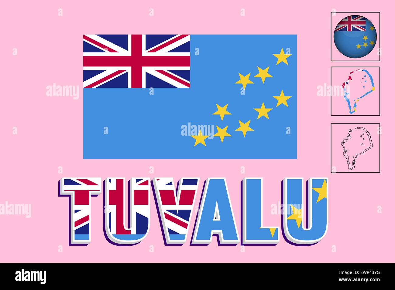 Flag Tuvalu e mappa nell'illustrazione vettoriale Illustrazione Vettoriale