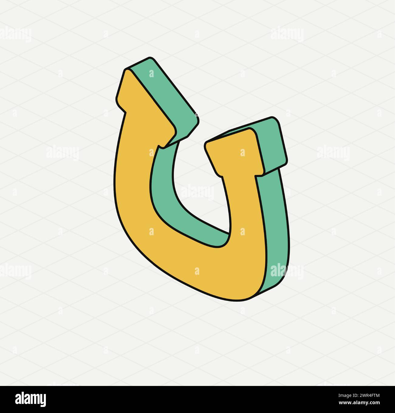 Ferro di cavallo giallo. Icona isometrica. Simbolo del giorno di San Patrizio. Illustrazione vettoriale. Stile moderno. Illustrazione Vettoriale