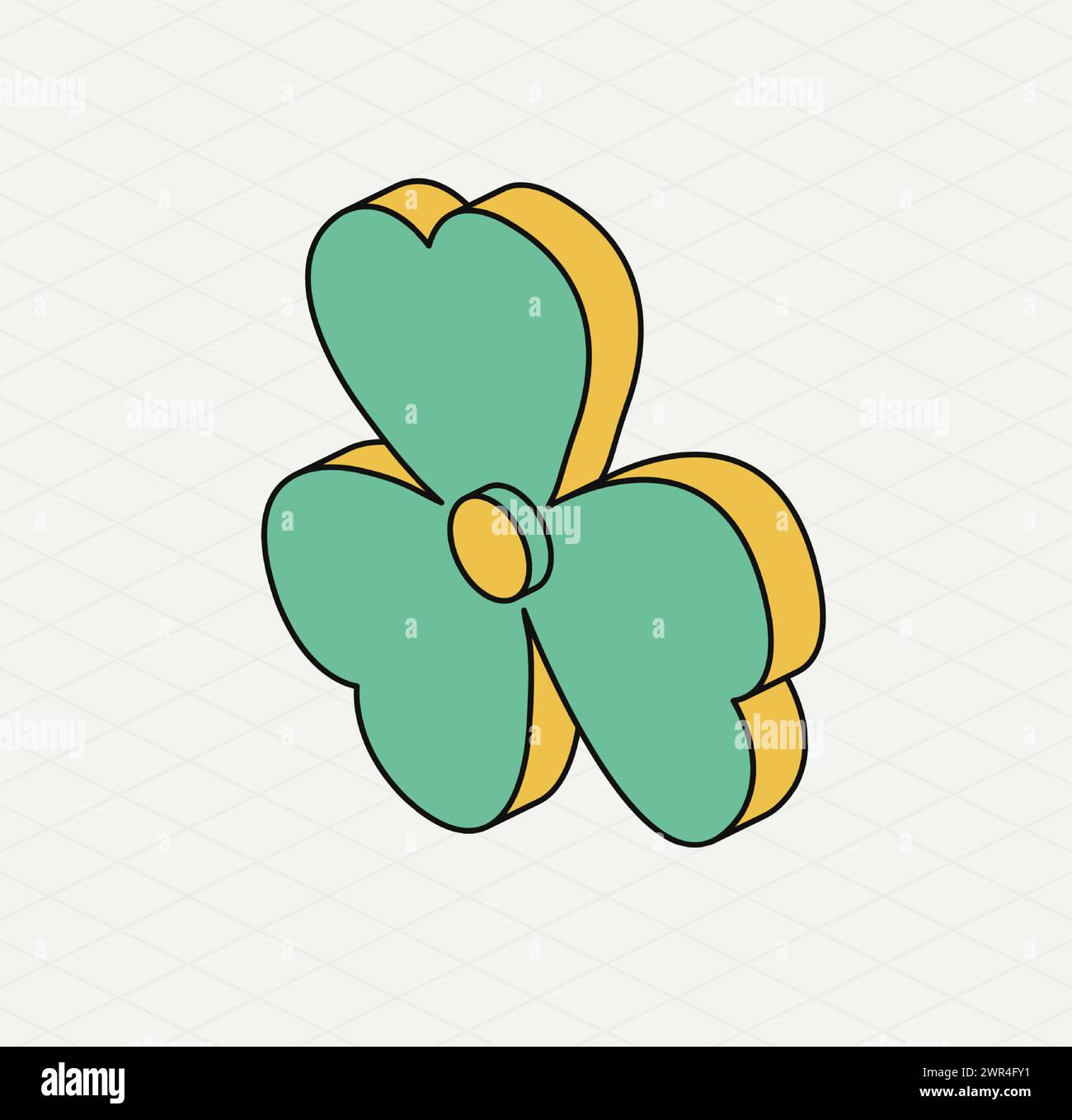 Trifoglio. Icona isometrica. Simbolo del giorno di San Patrizio. Illustrazione vettoriale. Stile moderno. Illustrazione Vettoriale