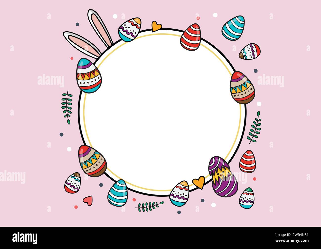 Poster di caccia all'uovo di Pasqua in stile doodle. banner modello. Illustrazione vettoriale Illustrazione Vettoriale