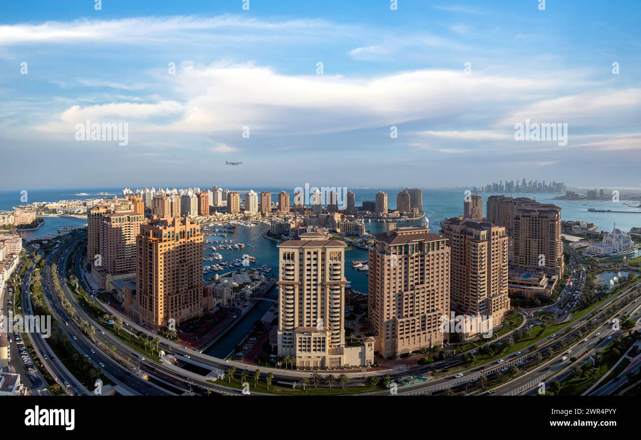 Vista aerea di Peral Qatar Porto Arabia Doha Foto Stock