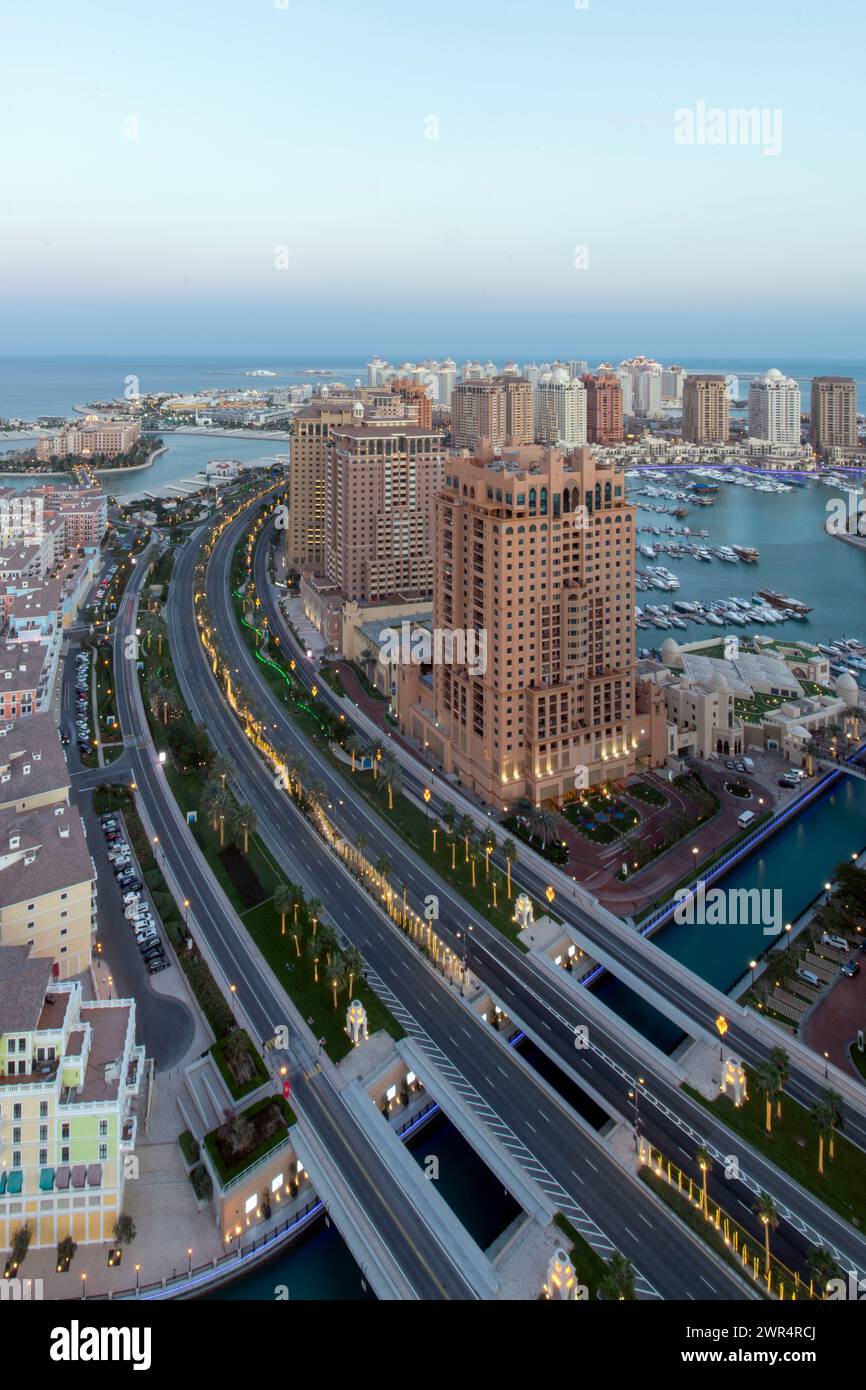 Vista aerea di Peral Qatar Porto Arabia Doha Foto Stock