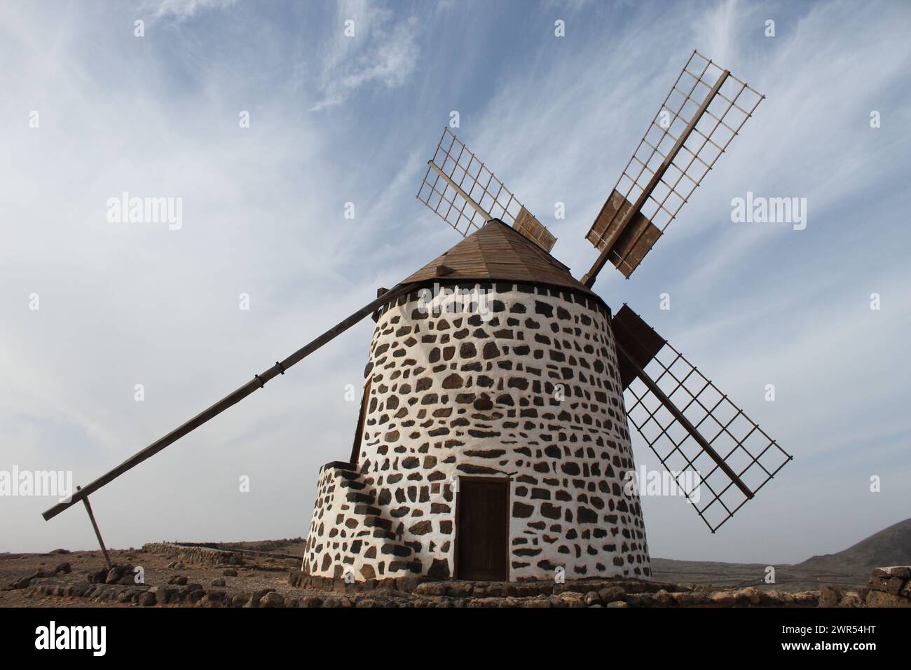 Mulino a vento, Fuerteventura, Spagna Foto Stock