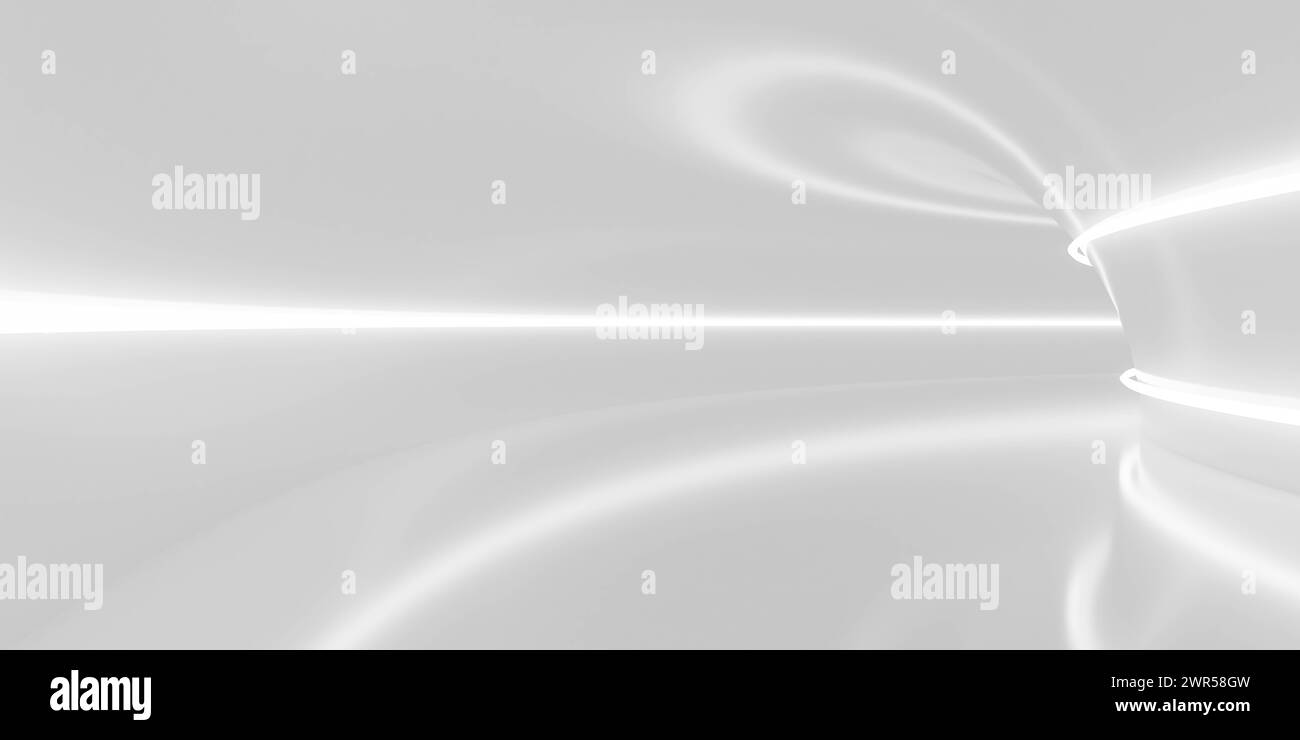 Primo piano di un tunnel bianco con illustrazione di rendering 3d a linee Foto Stock