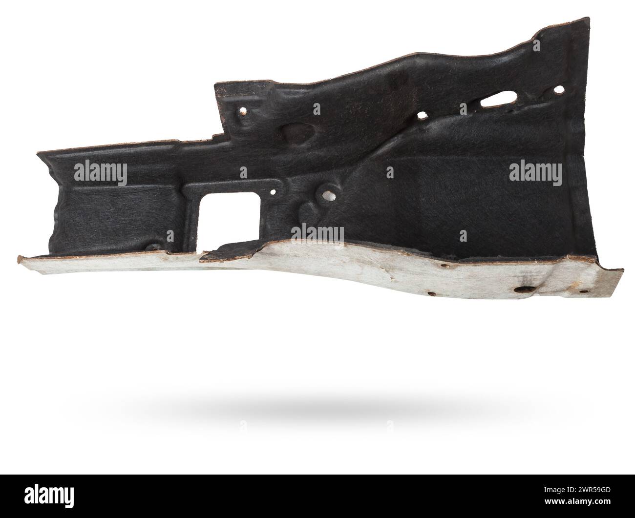 Scudo termico realizzato in feltro per proteggere il fondo del veicolo dal calore del motore e dall'isolamento acustico. Catalogo ricambi auto. Foto Stock