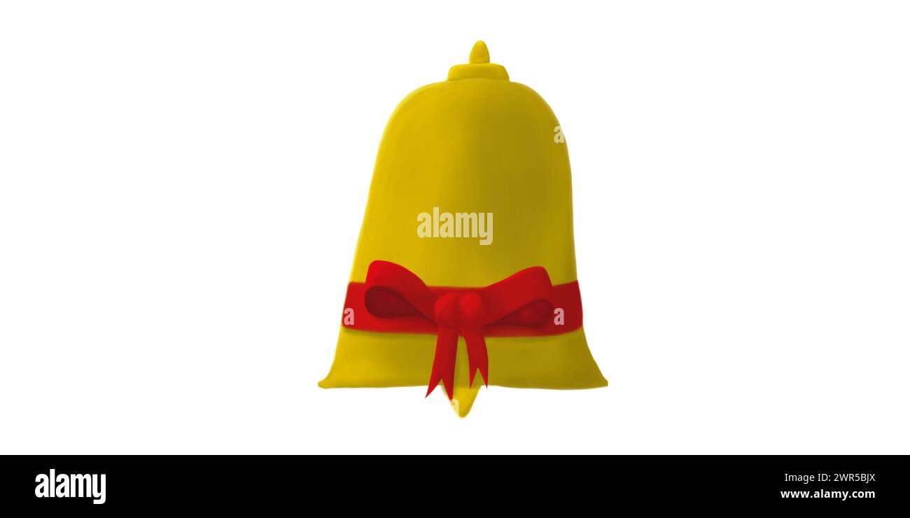 ed e peperone giallo isolati con campana natalizia e decorazione del cappello Foto Stock