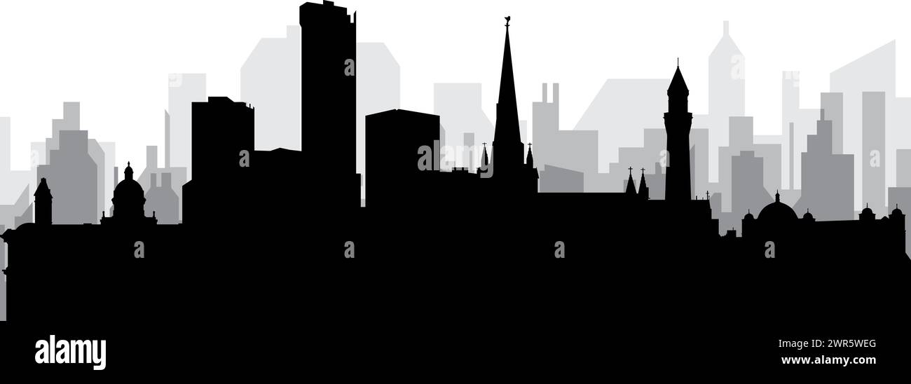 Panorama dello skyline cittadino di BIRMINGHAM, REGNO UNITO Illustrazione Vettoriale